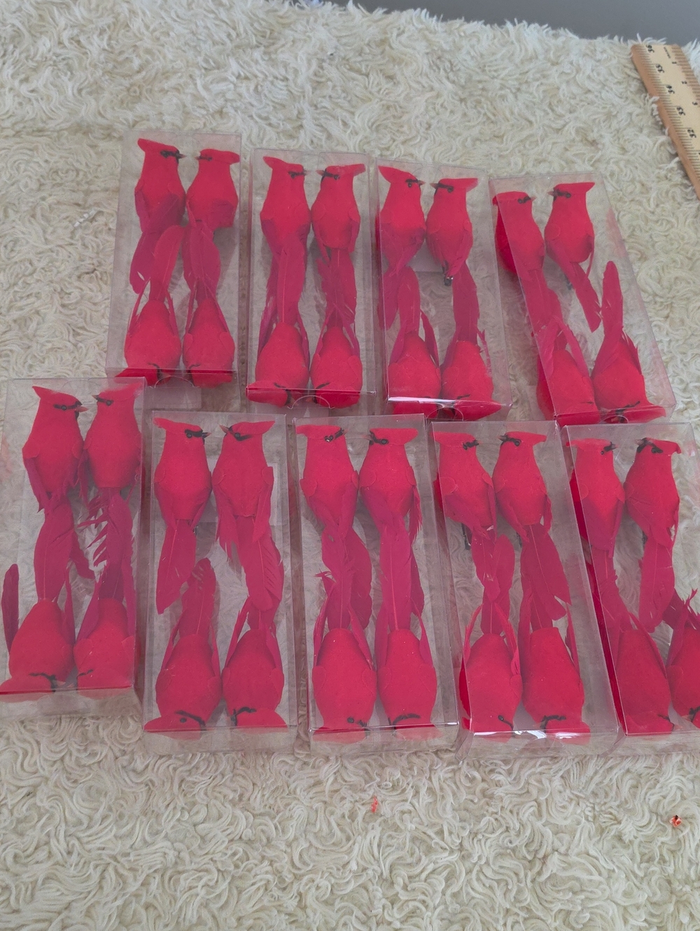 9 Packages of 4 Red Decorative Clip-On Cardinal Ornaments for Holiday Decor
